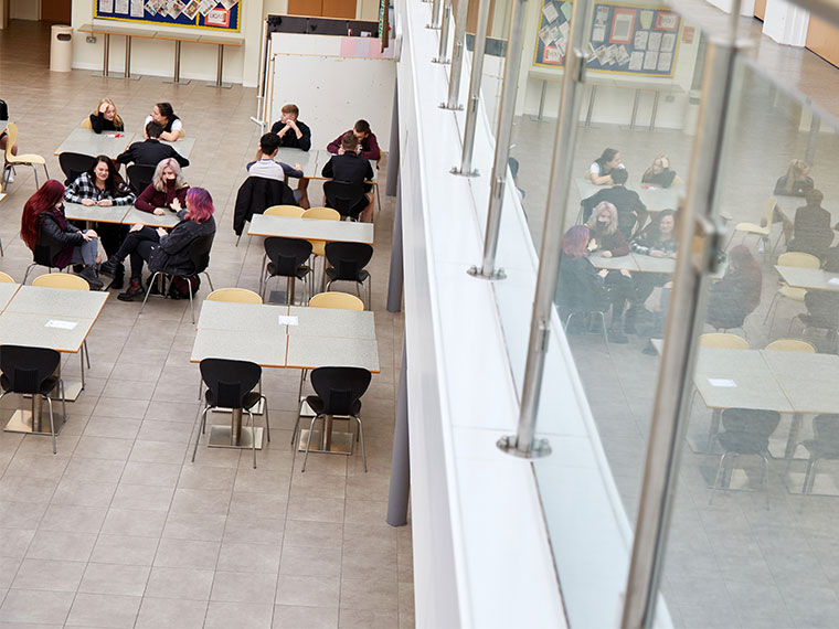 Students enjoying their lunch break at the Retford Post-16 Centre