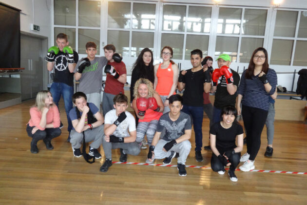 ESOL students in a boxing session