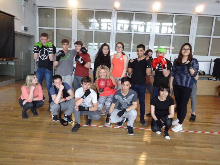 ESOL students in a boxing session