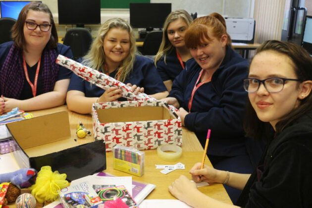 North Notts College students take part in the Shoebox Appeal