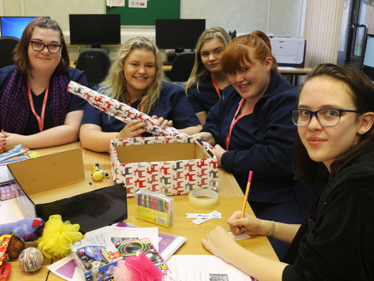 North Notts College students take part in the Shoebox Appeal